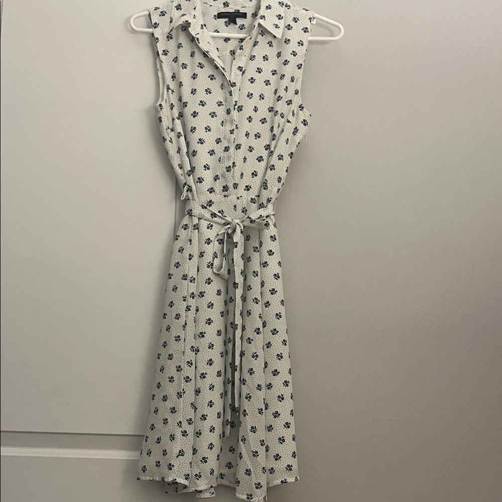 Banana Republic White and Blue Floral Midi Dress